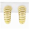Image 1 : FRED 14K Yellow Gold Graduated Grooved Polished Hoop Huggie Clip On Earrings
