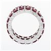 Image 6 : 14K White Gold Round Brilliant Red Stone Dual Row Eternity Wide Band Ring Sz 6