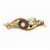Vintage 14k Rosy Yellow Gold Victorian Revival Red Garnet Ruby Pearl Pin Brooch