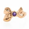 Image 4 : Vintage Retro 14k Rose Gold 3.3mm Round Bezel Amethyst Polished Bow Ribbon Ring