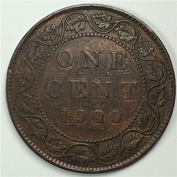 Canadian Large Cent 1900 NO-H Semi Key Date VF++