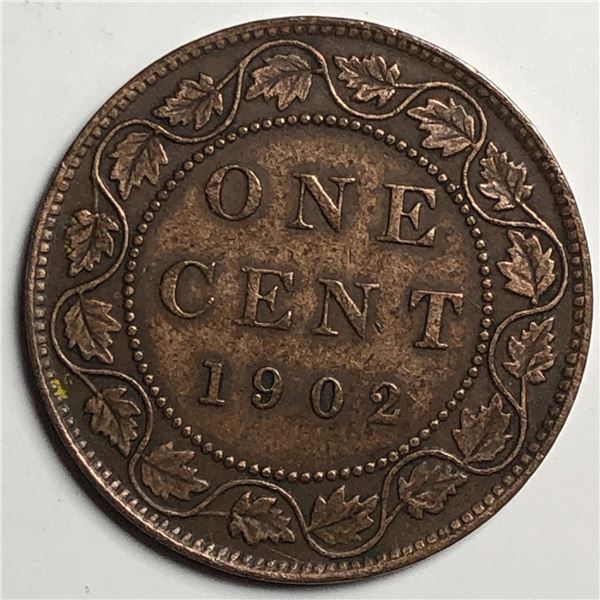 Canadian Large Cent 1902 EF+