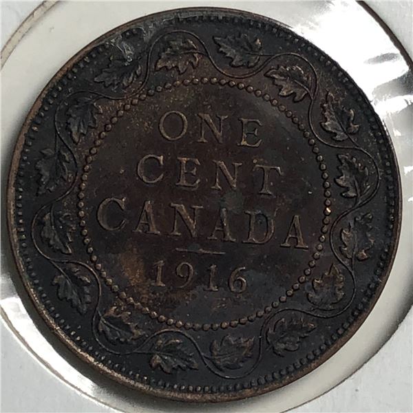 Canadian Large Cent 1916 AU+