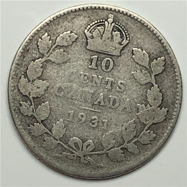Canadian .10 Cent Dime 1931