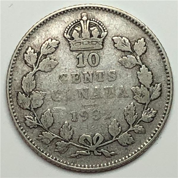 Canadian .10 Cent Dime 1932 F+