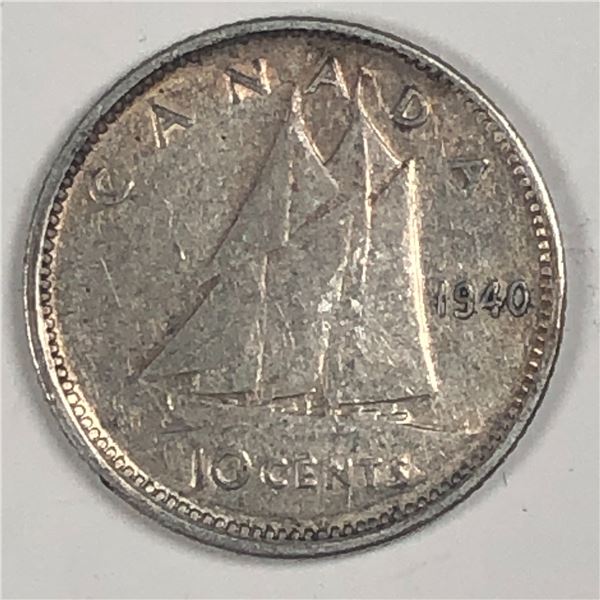 Canadian .10 Cent Dime 1940