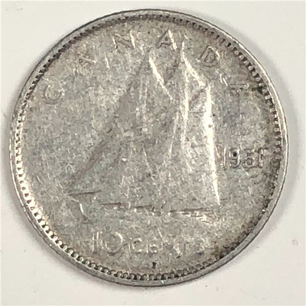 Canadian .10 Cent Dime 1951