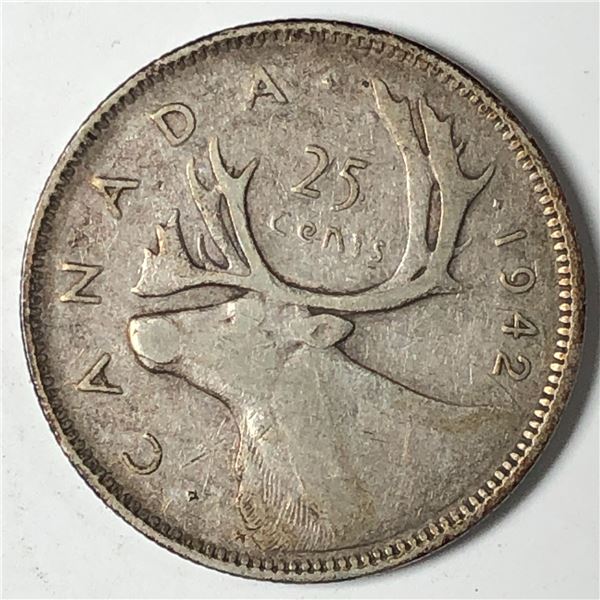 1942 King George VI 25 Cents