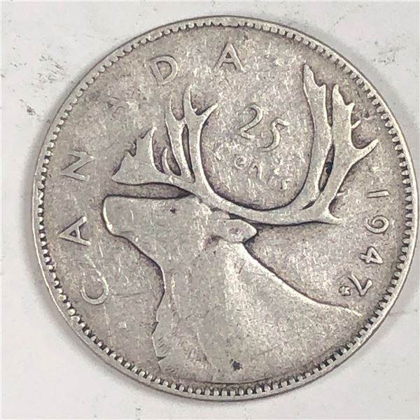 1947 Maple King George VI 25 Cents