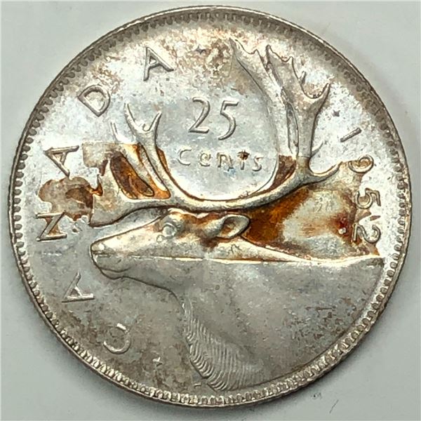 1952 King George VI 25 Cents High Relief UNC IMP