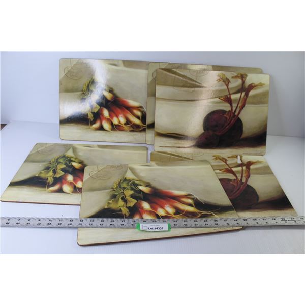 (6) Cork Backed Board Placemats (one has damage)