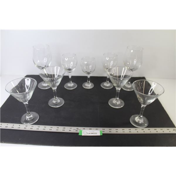 (9) Glasses - Martini & Wine