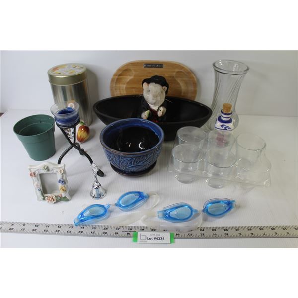 Cutting Board - Glass Vase - Stuffed Card Playing Mouse - Glasses - Plant Pots - Candle w/Stand - Mi