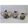 Image 4 : Pottery Style Tea Pot w/ Creamer & Sugar Dish - (2) Glasses w/Black Stems (Friexenet)