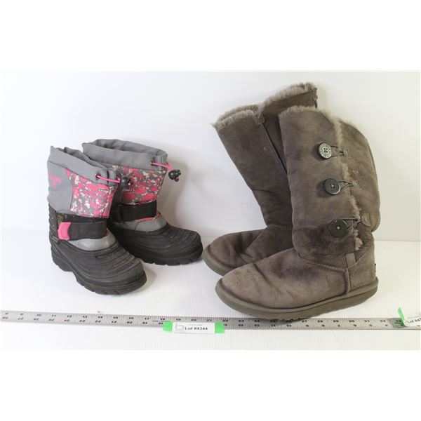 Pair of Kid's Boots (size 1) - UGG Lined Ladies Boots (size 9)