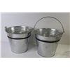Image 5 : (2) Metal Pails - (2) Wire Baskets - Treacher's Scotch Whisky Ice Bucket - Plant Pots - Wooden Baske