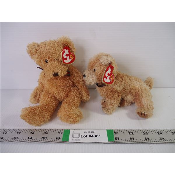(2) TY Beanie Babies-Scampy the Dog and Huntley the Bear