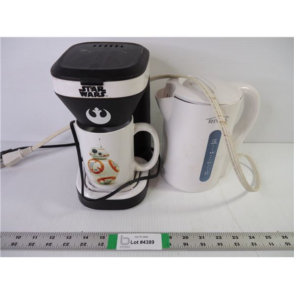 Star Wars One Cup Coffee Maker and Kettle- Both Power On