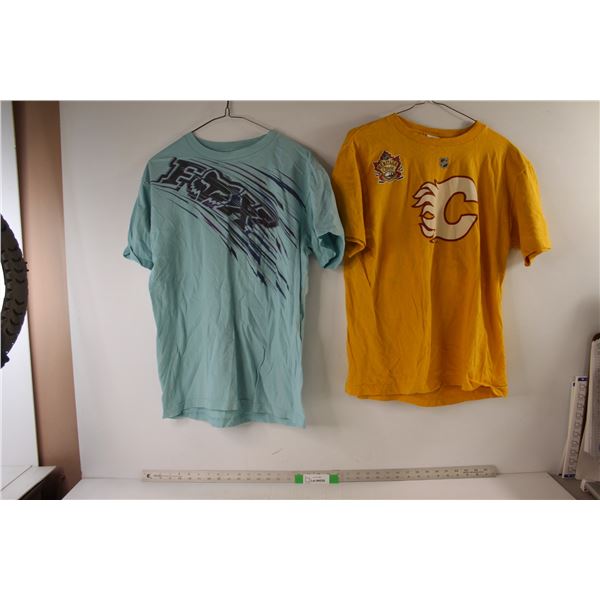 Size Medium Fox Shirt, Size Small Calgary Flames Shirt