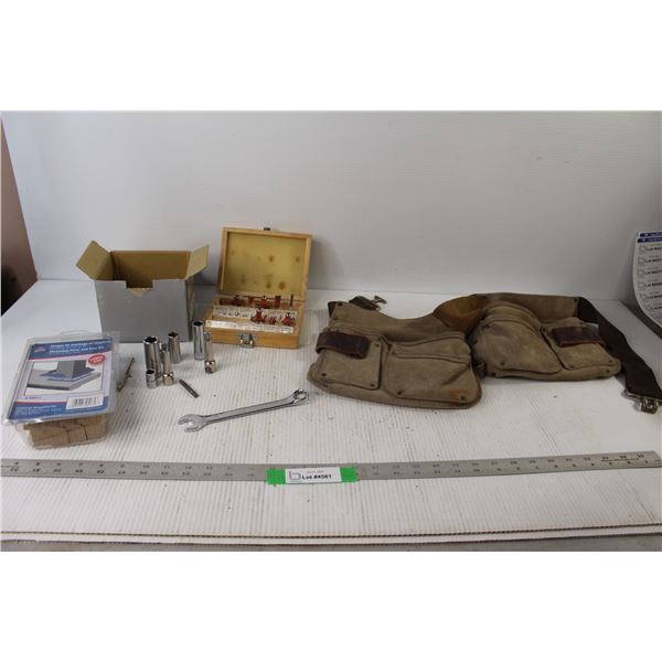 Mounting Plate Trim Kit, Router Bit Set, Construction Screws, Leather Tool Belt, (7) Sockets/Socket 
