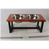 Image 1 : Dog Pet Food and Water Dish With Stand - 18" x 8 3/4" x 7 1/2"