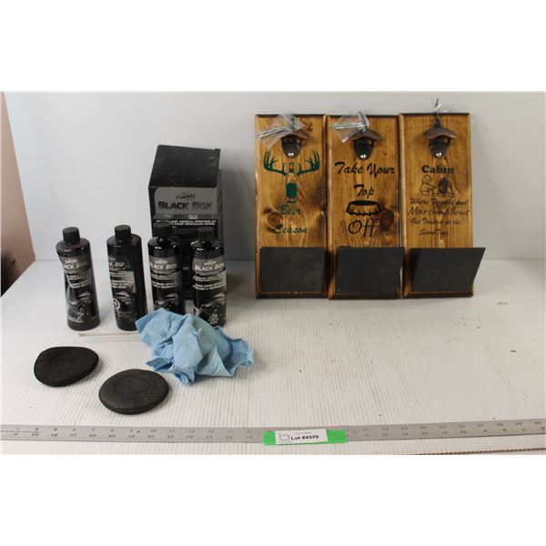 Turtle Black Box Black Vehicle Wax Cleaning Kit, (3) Wall Mounted Bottle Openers