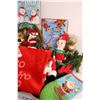 Image 5 : Christmas Lot: Santa, Wicker Wreath, Signs, Decor - in Tote (No Lid)