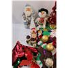 Image 2 : Christmas Lot: Santa, Banners, Christmas Ornaments, Trees, Decor - in Tote (Has Lid)