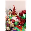 Image 3 : Christmas Lot: Santa, Banners, Christmas Ornaments, Trees, Decor - in Tote (Has Lid)