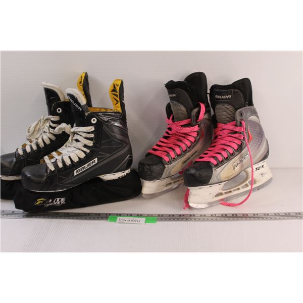 (2) Bauer Hockey Skates: Size 7D & 6D - Some Wear