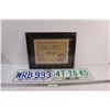 Image 1 : (2) British Columbia License Plates & Document Frame
