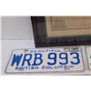 Image 2 : (2) British Columbia License Plates & Document Frame