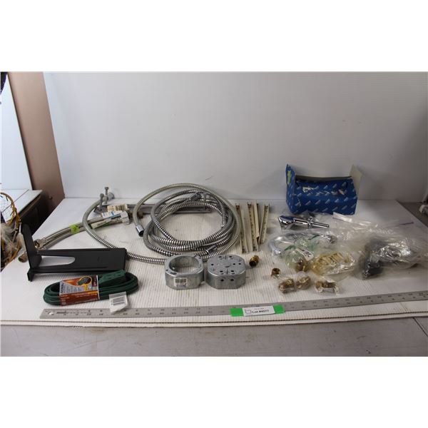 (4) Casters, 4.5m Extension Cord, (2) Bookends, Assorted Plumbing and Hardware