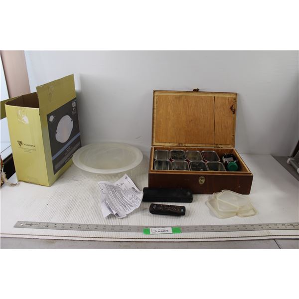 Assorted Hardware Screws and Nails, Alpine Remote, Canarmna Ceiling Light Bowl 12" x 4 1/2" High