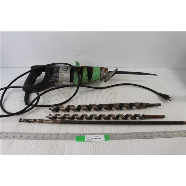 Reciprocating Saw - Tested Does Not Power On, (4) Drill Auger Bits
