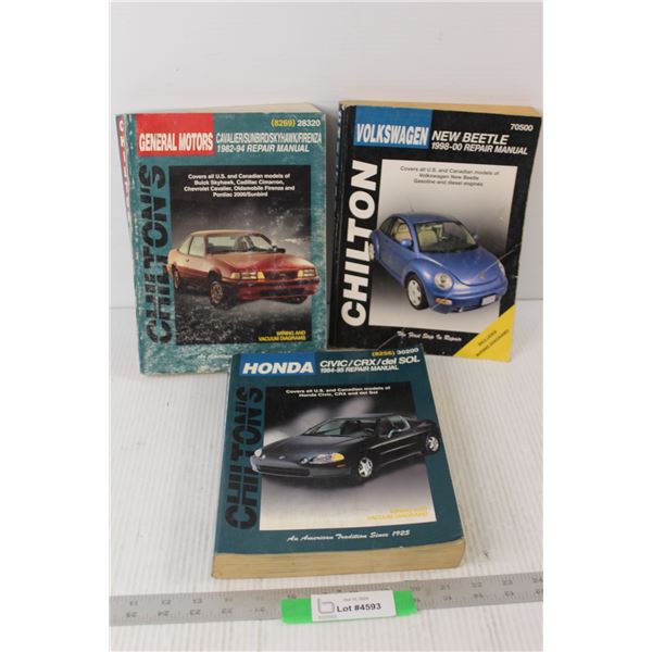 (3) Chilton Car Repair Manuals - General Motors, Volkswagen, Honda