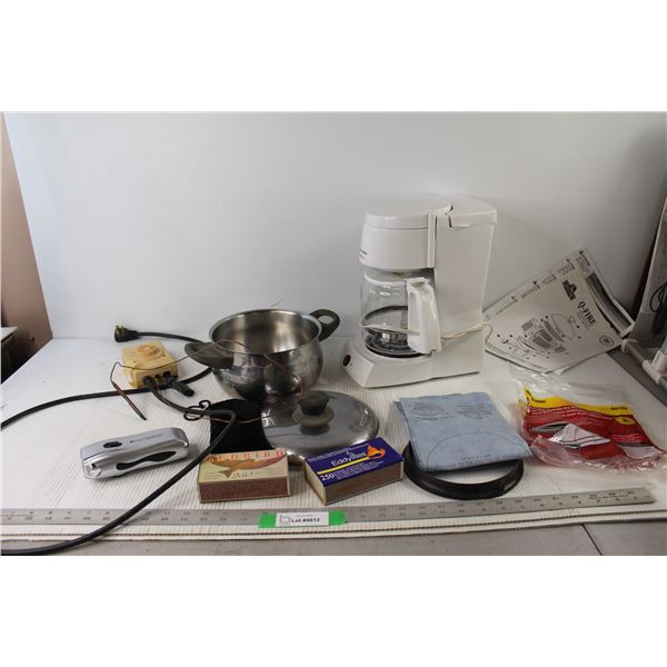 (2) Coffee Maker - Powers On, Pot, (2) Boxes Of Strike Anywhere Matches