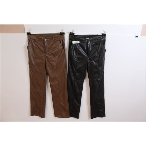 (2) Pair of Pleather Slacks (Size Lg)