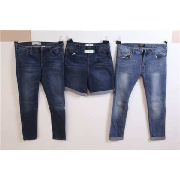 (2) Pair of Jeans (Sizes 8 - 34) - Pair of Jean Shorts (Size 9)