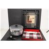 Image 1 : Sunbeam Deep Fryer- (powers on)- Table Runner- (NIB)- Plastic tray, (14''x 14''), Picture of bowl (1