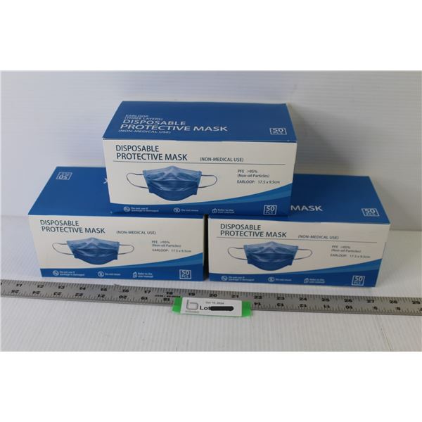 (3) Boxes of Disposable Protective Masks