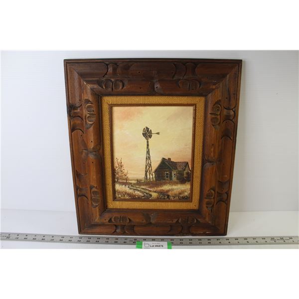 Signed Frame Oil Painting on Board- (16.5''x 18.5'')