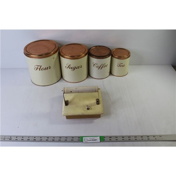 Vintage Cannister Set and Musical Toilet Paper Roller