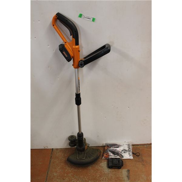 Worx Electric Weed Wacker with Extra Batteries and Charger - Tested Powers On