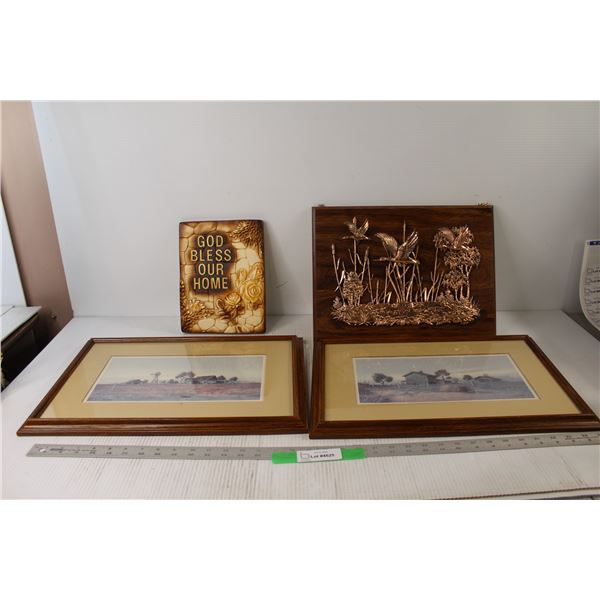 (2) Farm Art Pieces By Gene Spec - 18 1/2" x 12 1/2", (2) Wall Decorations