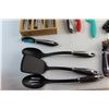 Image 2 : Measuring Cups, Cutlery Wooden Tray, Assorted Cutleries, Whisk, Knives and Assorted Kitchenware