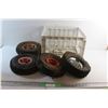 Image 1 : Plastic Crate and (4) Hand Truck Wheels 10''