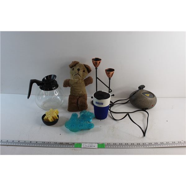 Plush Toy, Candle Holder, Sealable Cup, Coffee Pot, Hand Massager and Assorted Items