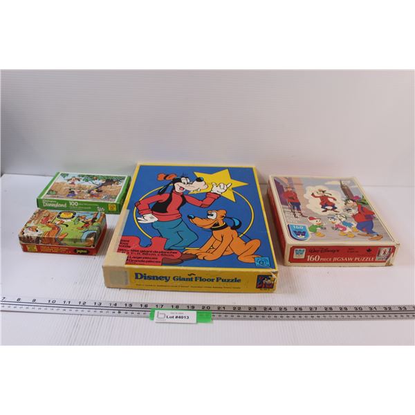 (4) Vintage Disney Puzzles- As Is- Pluto- Goofy- .Misc.