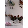 Image 1 : (8) Garden Decor Ornaments & Wind Chimes : Rooster, Peacock, Birds